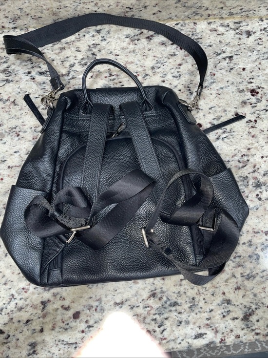 Pebbled Black Leather Convertible Women\'s Backpack main image 8